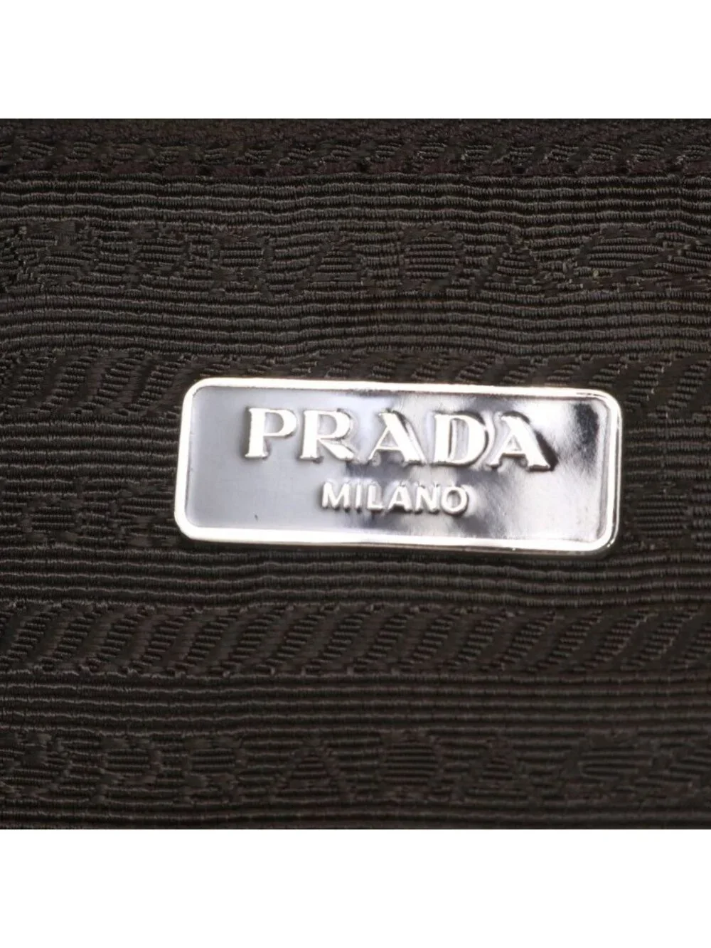 Prada Tessuto Nylon Stripe Triangle Logo Leather Tote Shoulder